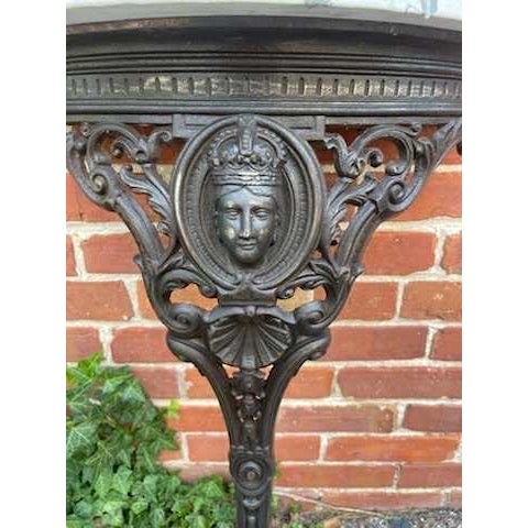 Queen Victoria Era Console Table Cast Iron With Faux Marble For Sale - Image 4 of 8