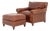 Ralph Lauren Leather Club Armchair & Ottoman For Sale
