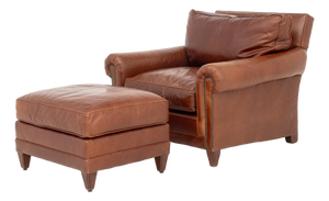 Ralph Lauren Leather Club Armchair & Ottoman