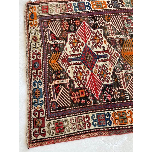 Early 20th Century Caucasian Akstafa Immortal Peacocks, Protective Animals Rug 4.6 x 9 For Sale - Image 10 of 12