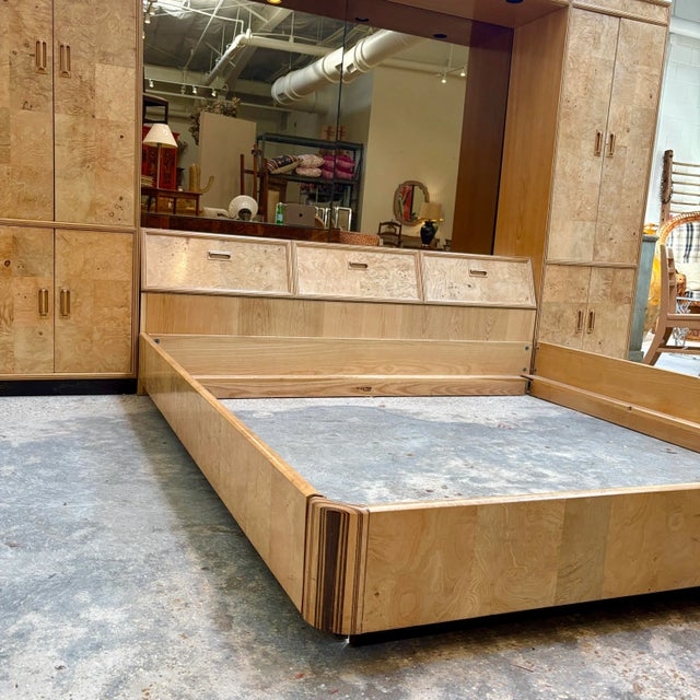 Henredon Late 20th Centuryv Attributed to Henredon Scene Two Burl King Bedroom Set For Sale - Image 4 of 12