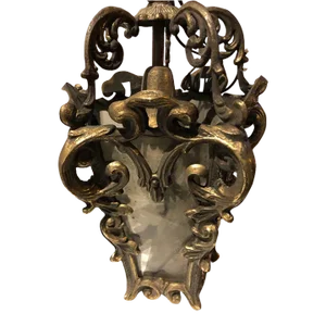 C1870 French Antique Louis XV Gilt Bronze Lantern Ceiling Fixture/ Chandelier