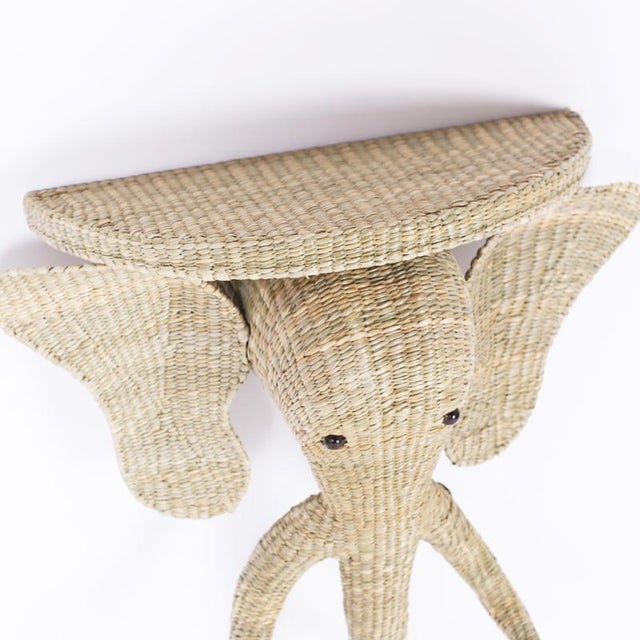 2020s Pair of Wicker Elephant Consoles For Sale - Image 5 of 9