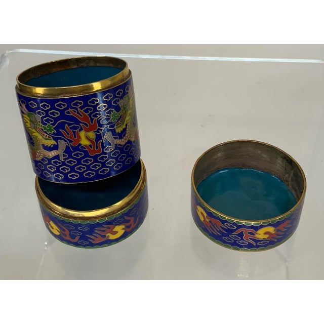 Metal Vintage Chinese Cloisonné Jewelry Box With Dragons. For Sale - Image 7 of 10