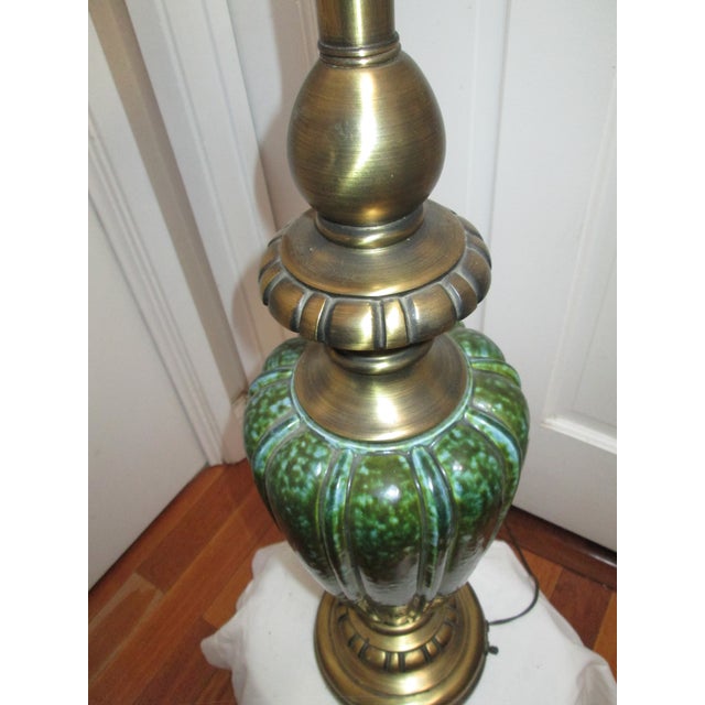 Rembrandt Emerald Green Tall Lamp With Glass Shade For Sale - Image 9 of 11