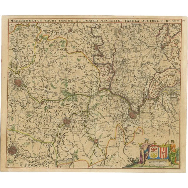 Antique Map of Part of Flanders by F. De Wit, 1680 For Sale