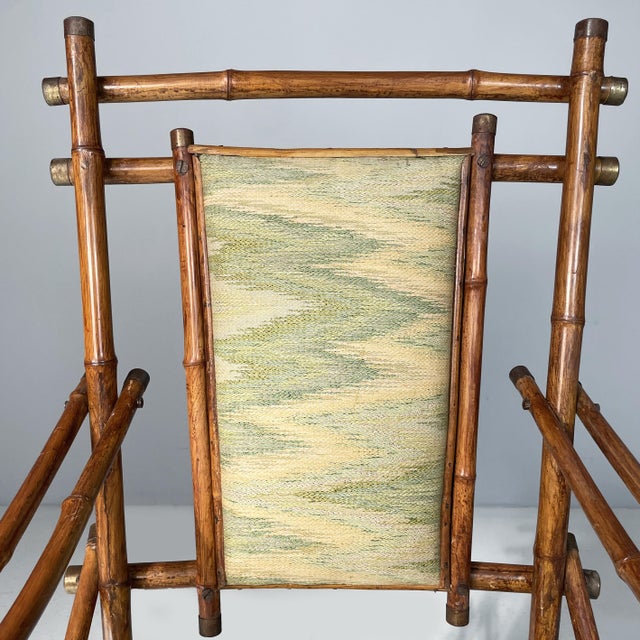 1930s Art Deco Italian Armchairs in Fabric and Bamboo, 1930s, Set of 2 For Sale - Image 5 of 18