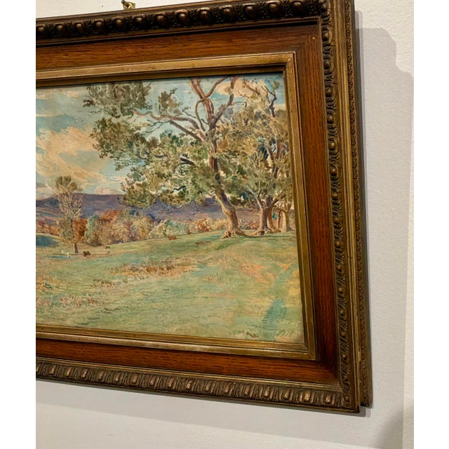 Antique 1920’s Watercolor Landscape Painting For Sale - Image 4 of 7