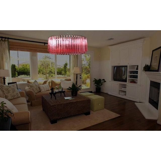 Pink Large Triedri Murano Glass Chandelier with 391 Pink Prims Triedri, 1990s For Sale - Image 8 of 18