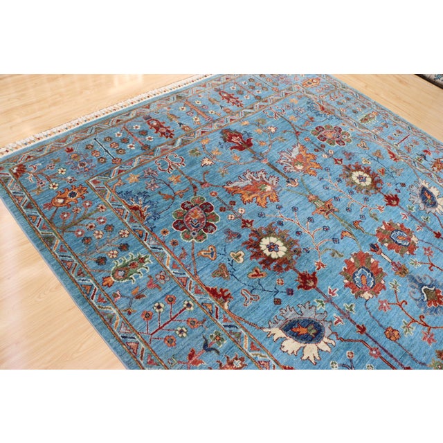 2020s Sky Blue Ziegler Sultanabad Wool Rug – 5'11" X 8'8" For Sale - Image 5 of 10