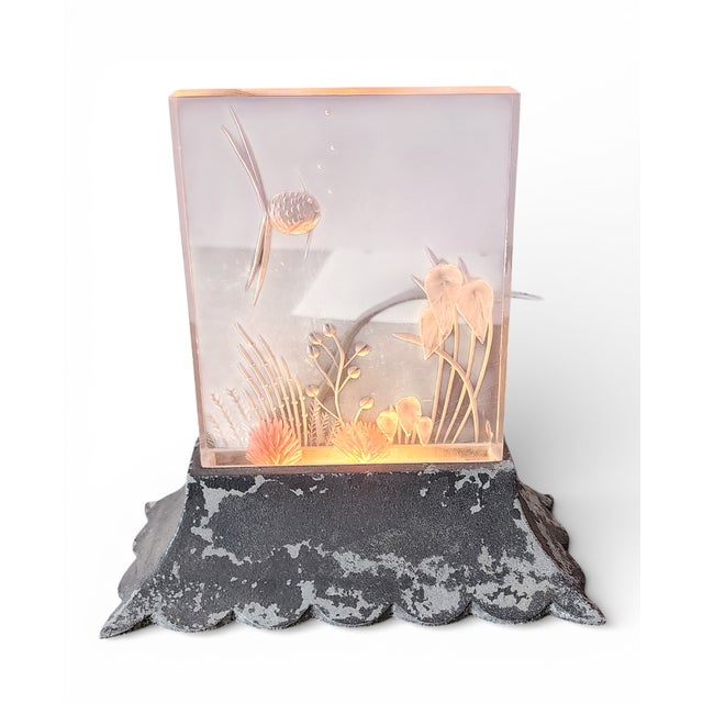 Antique Art-Deco Reverse Worked Illuminated Lucite Fish Bowl Aquarium Night / Accent Light, 1940s For Sale - Image 9 of 9