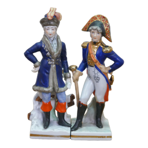 Antique Sitzendorf Voigt Brothers Porcelain Napoleonic Soldier Figurines 8"