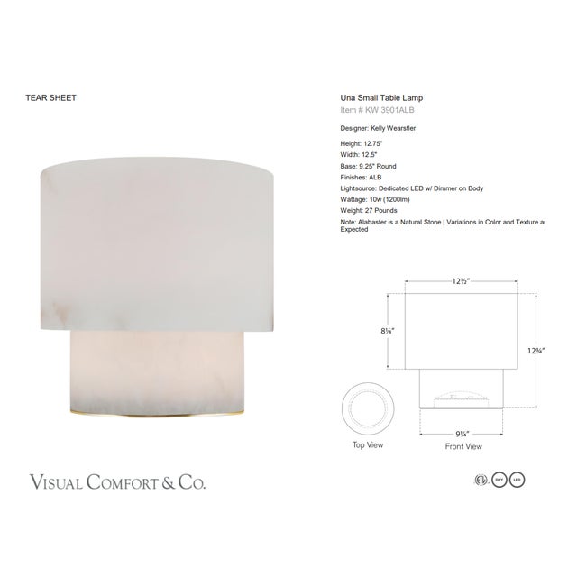 Kelly Wearstler by Visual Comfort Signature Una Small Table Lamp in Alabaster Designer: Kelly Wearstler Height: 12.75"...