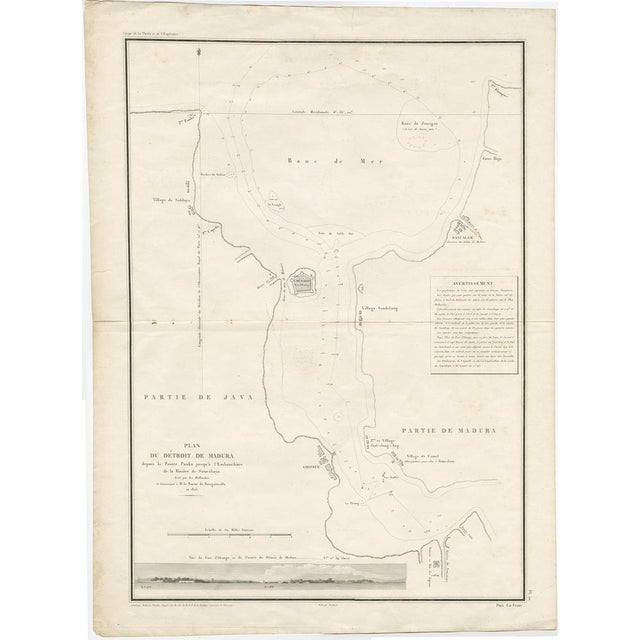 Antique map titled 'Plan du Détroit de Madura'. Detailed map of the Madura Strait in Indonesia. The eastern part of the...