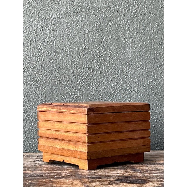 Vintage Rustic Wood Storage Box For Sale In West Palm - Image 6 of 16