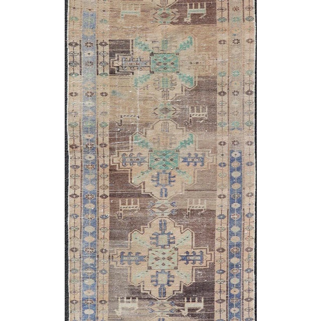 Tribal Vintage Persian Hamadan Runner in Warm Tones of Purple, Brown and Taupe For Sale - Image 3 of 11