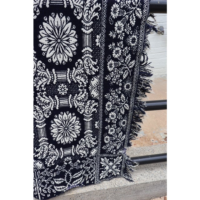 Antique American Reversible Jacquard Coverlet, Wool and Cotton, Dated 1848 For Sale - Image 9 of 16
