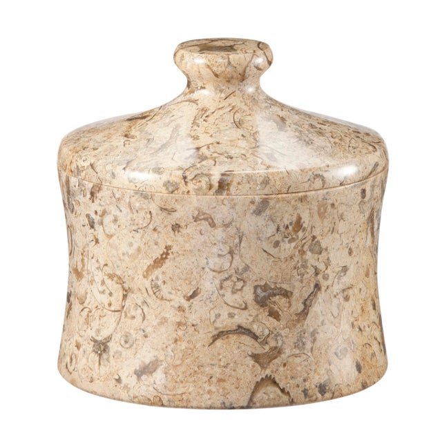 Modern Tan Marble Canister For Sale - Image 3 of 3