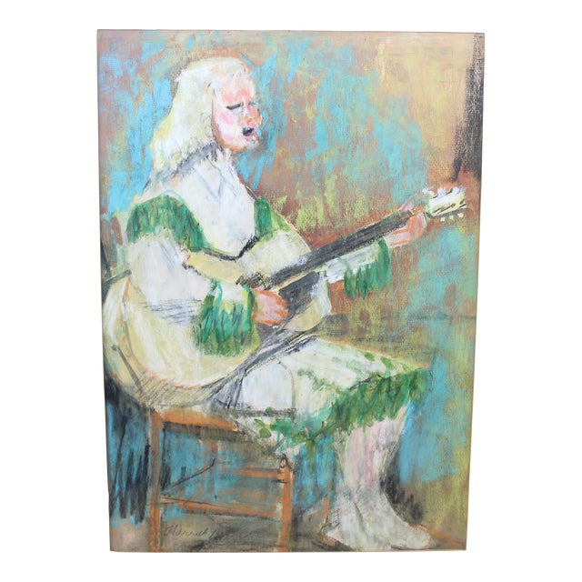1950's Signed Portrait "The White Headed Girl"/Dated 1951 For Sale