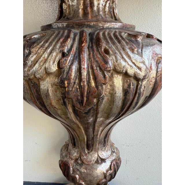Silver Pair of Italian Baroque Style Silver-Gilt Console Tables With Mirrored Tops For Sale - Image 8 of 12