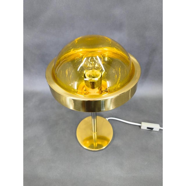 Vintage Space Age Table Lamp in Brass and Glass by Kamenický Šenov, 1970s For Sale - Image 3 of 13