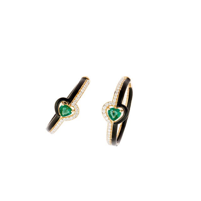 Natural diamond 0.93cts & emerald 0.73cts earring in 18k gold For Sale - Image 12 of 18