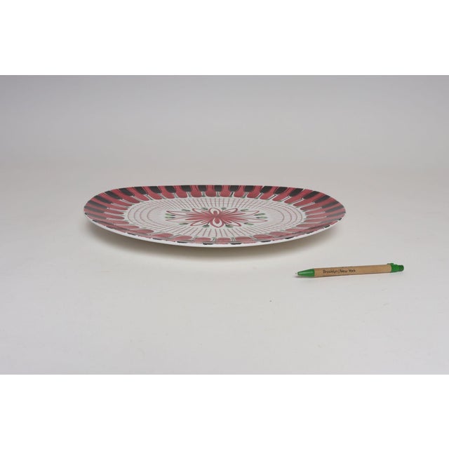 Scandinavian Geometric and Floral Hand-Painted Fajance Platter by Elle Norway For Sale - Image 11 of 16