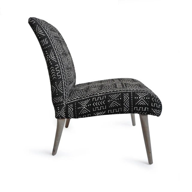 Tribal Mudcloth Black & White Side Chair For Sale - Image 4 of 7