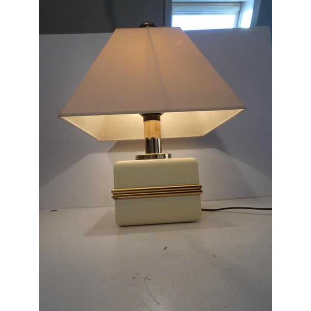 Cream Ivory Colored Epoxy Cube Table Lamp from Bicchielli Italy For Sale - Image 8 of 14