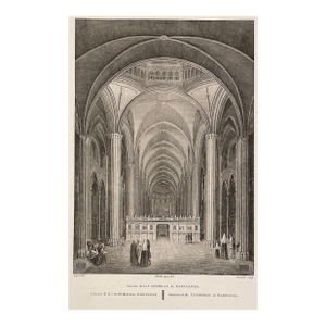 1810s Barcelona Cathedral Interior Engraving