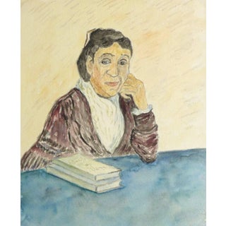 Albert Guillaume, French Watercolor Portrait - Lady in Deep Thought For Sale