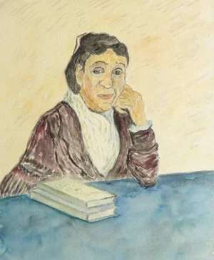 Albert Guillaume, French Watercolor Portrait - Lady in Deep Thought