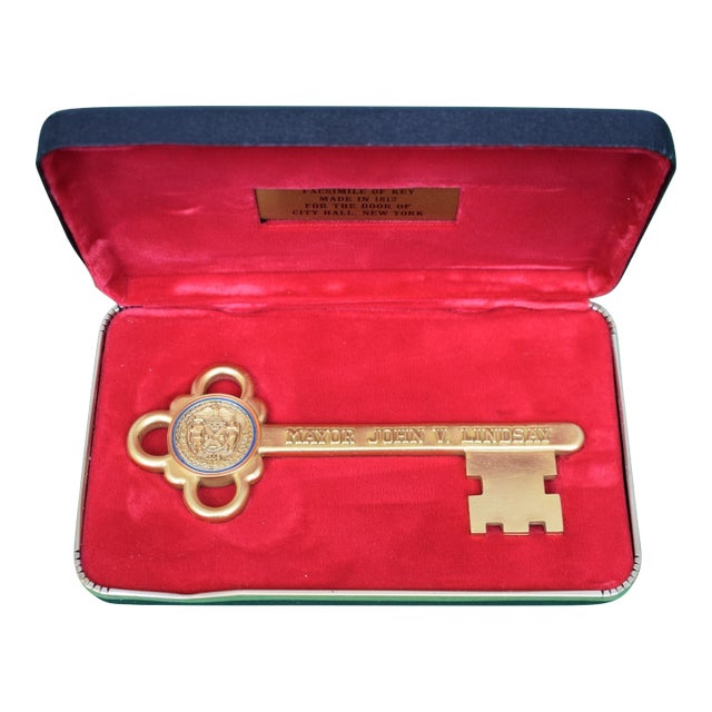 Mayor John v Lindsay Brass Key to the City of New York W/ Presentation Box For Sale