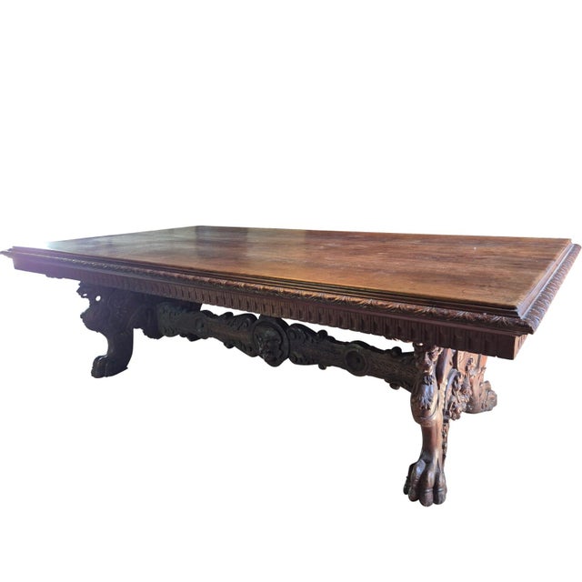 Antique Renaissance Revival Carved Walnut Refectory Table, 1850 For Sale - Image 15 of 18