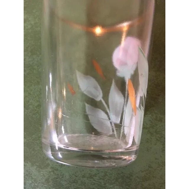 Antique Northwood Handblown Hand-Painted Pitcher & 4 Glasses For Sale - Image 9 of 13