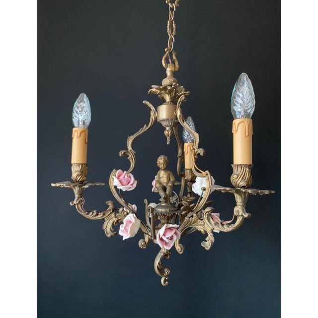 Vintage Chandelier with Porcelain Roses, 1960s For Sale - Image 10 of 10