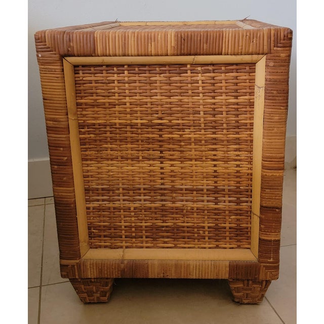 1980s Woven Rattan Nightstand For Sale - Image 4 of 7