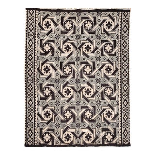 Vintage American Southwestern Rug, Handwoven Wool, Geometric Pattern, Tan & Brown, 5x7 For Sale