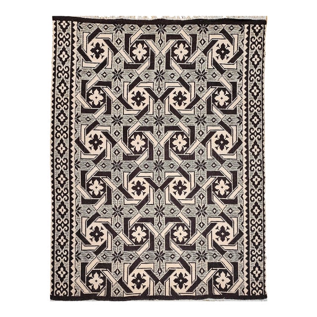 Vintage American Southwestern Rug, Handwoven Wool, Geometric Pattern, Tan & Brown, 5x7 For Sale