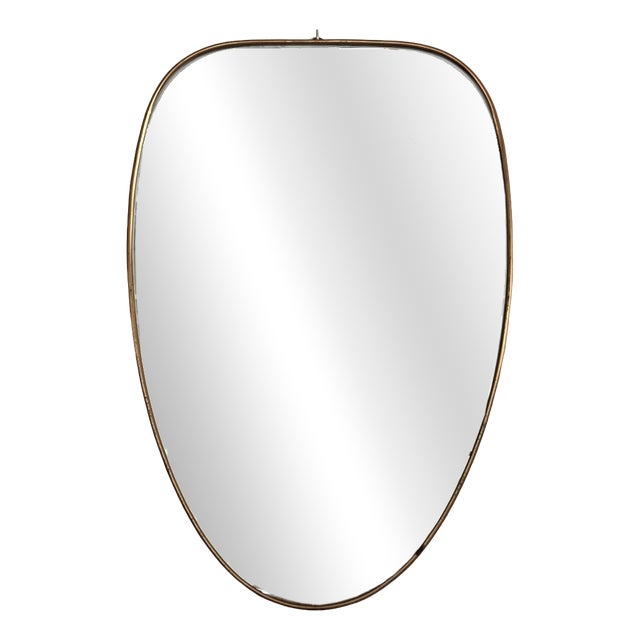 Large Italian Wall Mirror with Original Brass Frame, 1970s For Sale