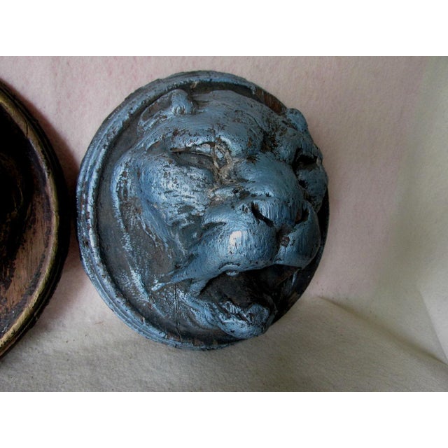 Antique 19thC Carved Architectural Lion Medallions, Gothic Plaques For Sale - Image 4 of 16