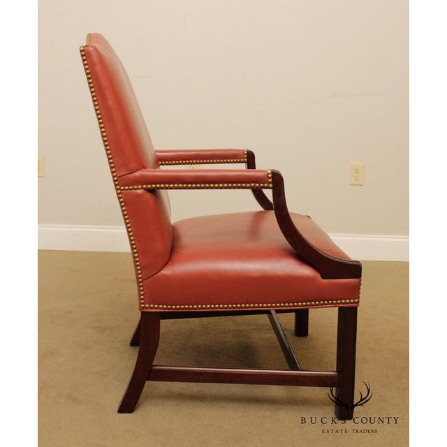 Traditional 1990s Traditional Leather & Mahogany Tufted Armchair BucksEstateTraders 5 Out of 5 Stars For Sale - Image 3 of 10