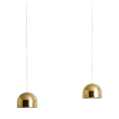 Mid-Century Swedish Brass Pendant Lamps by Eje Ahlgren for Bergboms, 1960s, Set of 2 For Sale