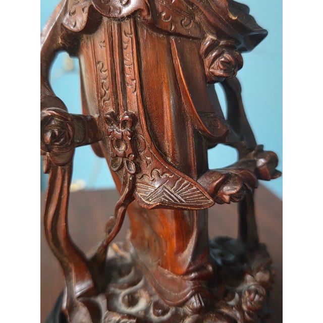 Wood Chinese Carved Wood Celestial Maiden Statue For Sale - Image 7 of 12