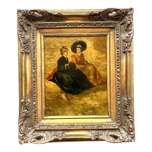 Vintage Regency Original Oil Portrait Oil Paintings of 2 Ladies