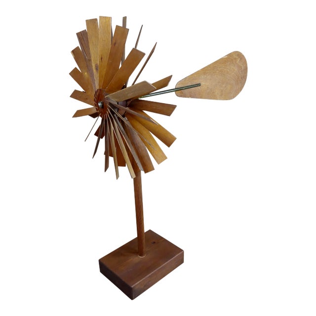 Mid-Century Double Propeller Wooden Weathervane For Sale