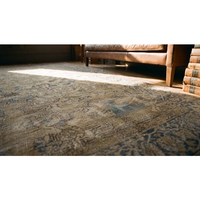 Beautiful Gray Background Color With a Foliate Pattern Antique Persian Mohtasham Kashan Rug For Sale - Image 15 of 15