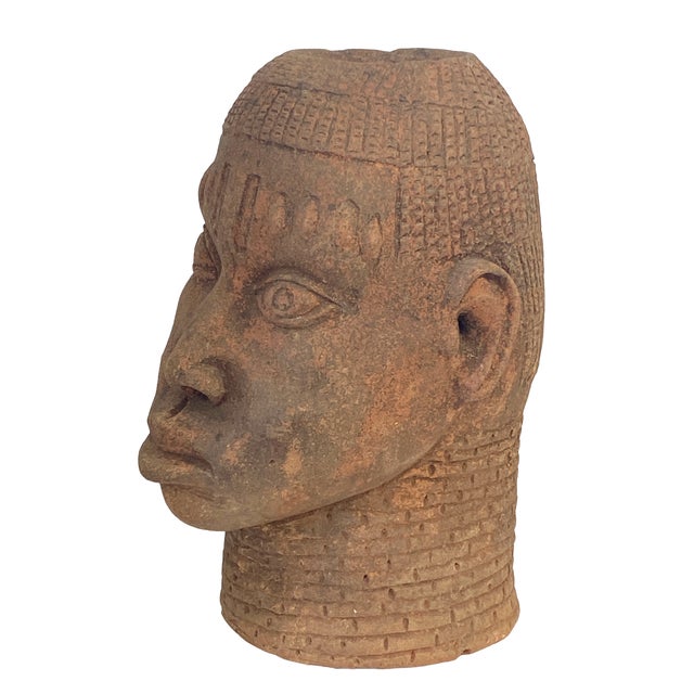 Vintage Rare Large Ife Clay / Terracotta Head of Oni Yoruba Nigeria African 17.5" H For Sale In New York - Image 6 of 7