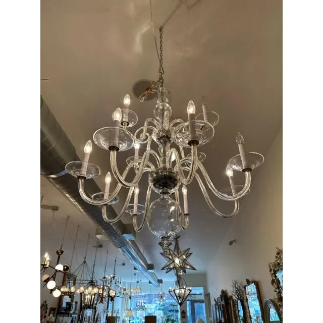 2000 - 2009 Contemporary Preciosa Glass 2 Tiered Chandelier For Sale - Image 5 of 9