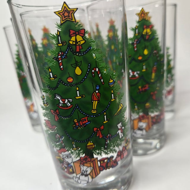 80s Christmas Tree Tumblers- Set of Six For Sale - Image 11 of 13